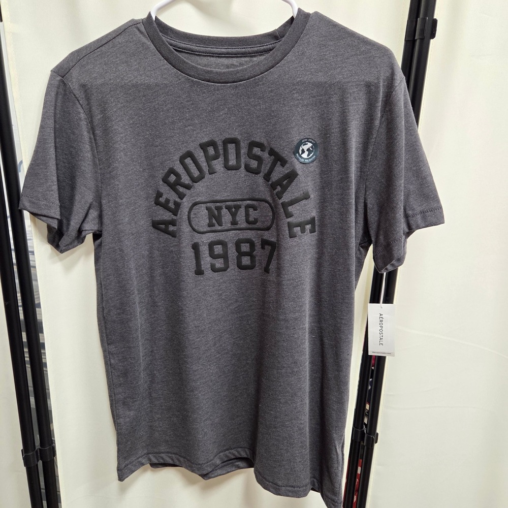 Aeropostale Mens Aero Impact Graphic T-Shirt Gray NYC 1987 Recycled Poly Small